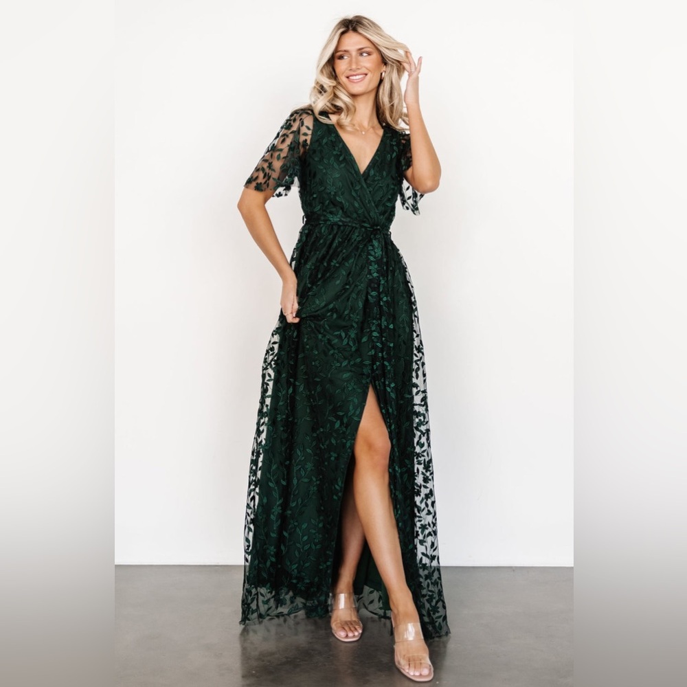 Baltic Born Deep Green Lace Maxi Dress